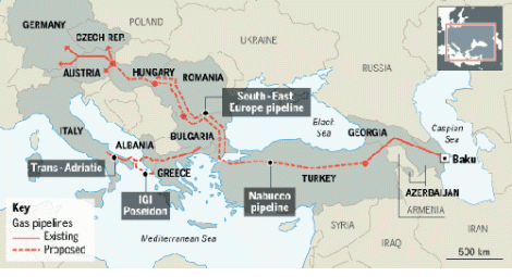 Pipelines Caspian Sea. From Euro Asia Towards Europe